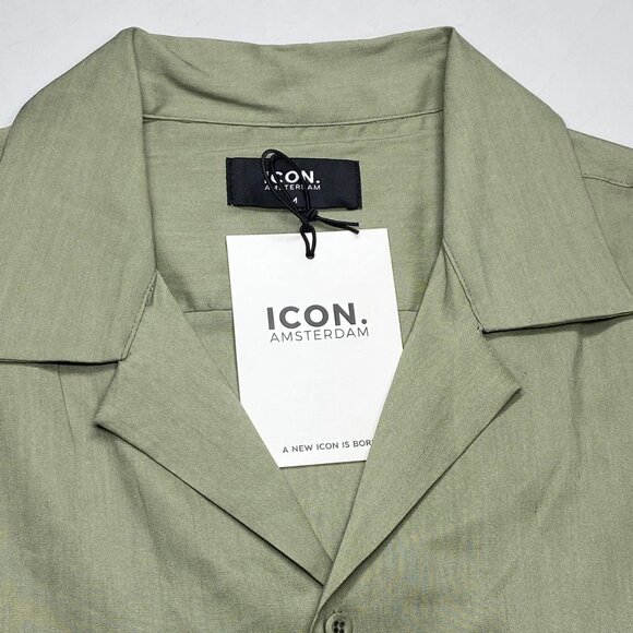 NEW ICON Amsterdam Men’s Linen Long-Sleeve Button-Up Shirt – Olive – Size M - Picture 4 of 8